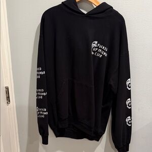 Black Graphic Hoodie with White Accents